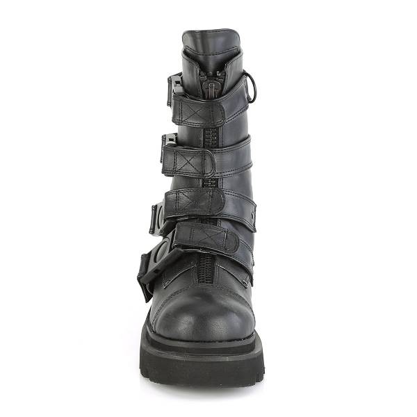 Demonia Women's Renegade-55 Mid Calf Boots - Black Vegan Leather D6927-48US Clearance